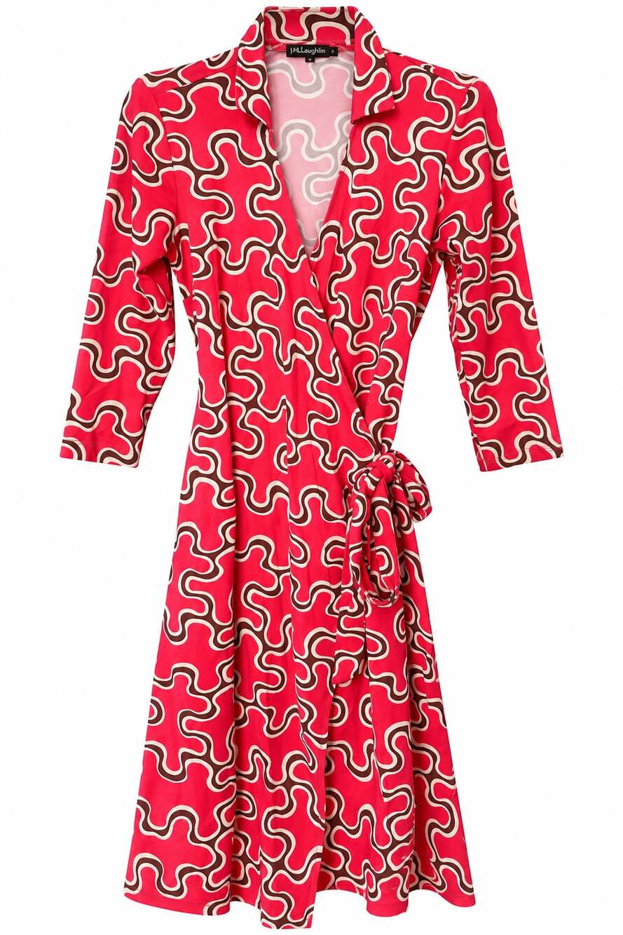 J. McLaughlin Wrap Dress Size XS Red Abstract Print